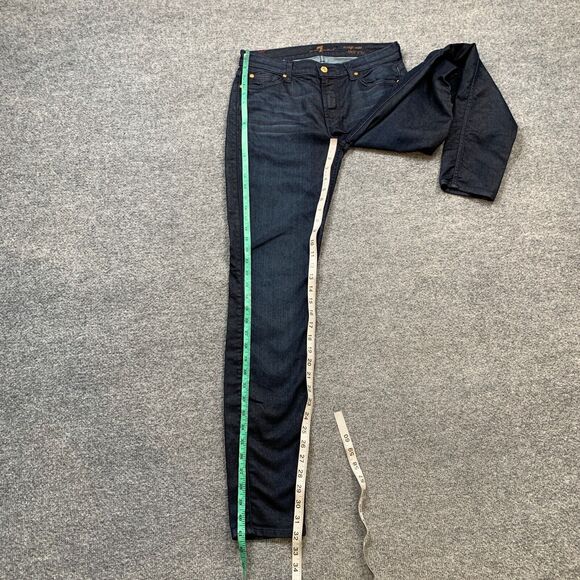 7 For All Mankind Jeans Womens 28 Blue Denim High Waist Skinny Ankle Whiskered - Picture 4 of 11